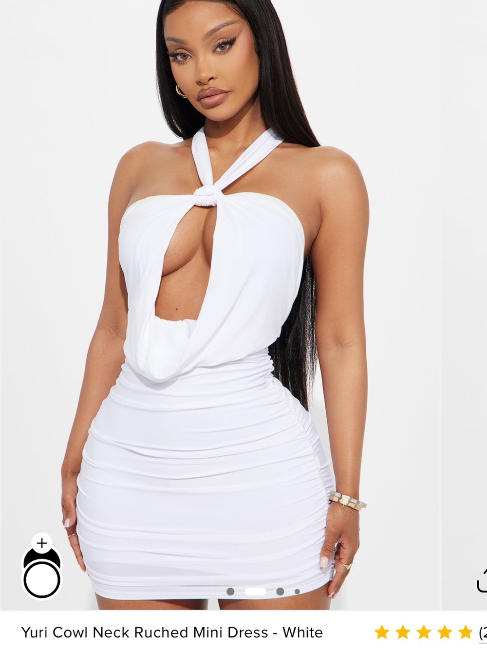 NEW Fashion Nova White Yuri Cowl Halter Ruched Mini Dress (SOLD OUT)